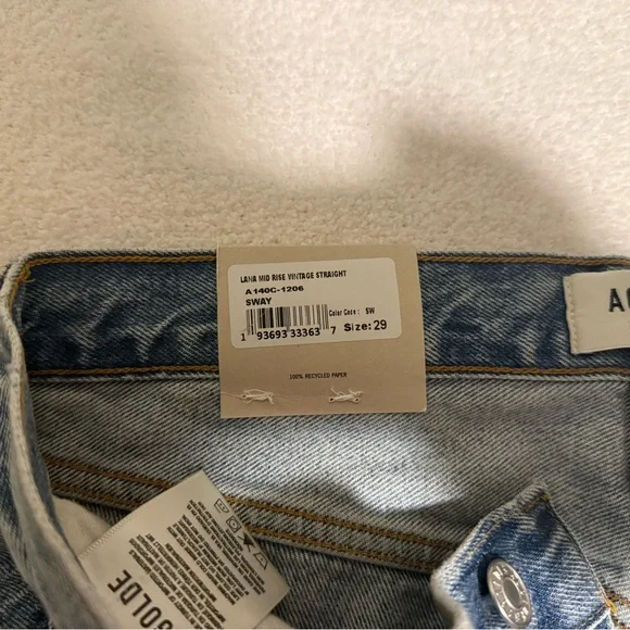 Agolde Lana Mid Rise Vintage Straight Jeans - Light Blue - Picture 2 of 5
